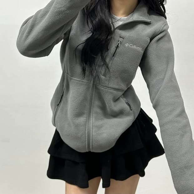 컬럼비아 그레이 플리스 자켓 후리스 희귀져지(S)