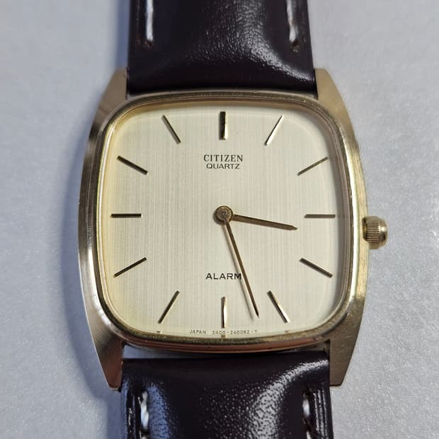 빈티지 시티즌 알람 쿼츠 빈티지 가죽 시계