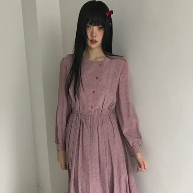 Pink Gold Button Dress