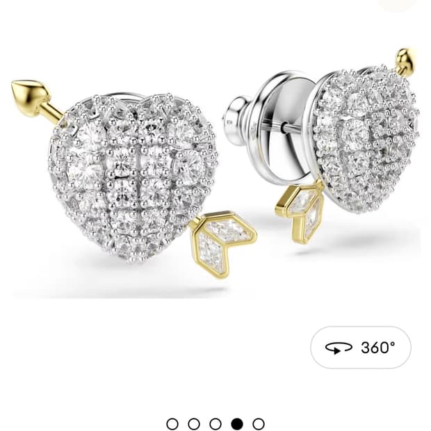 신상 새제품)스와로브스키 하트 위드 애로우 귀걸이 정품