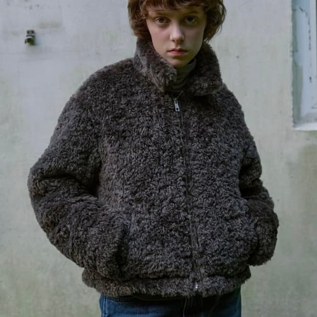 구해요) 엔조블루스 이지 퍼 자켓 차콜