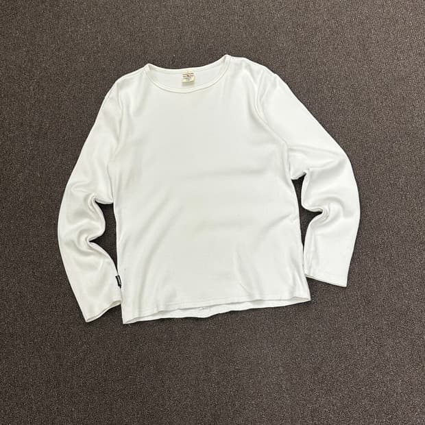L)Avirex vintage 크루넥 화이트 골지 롱슬리브