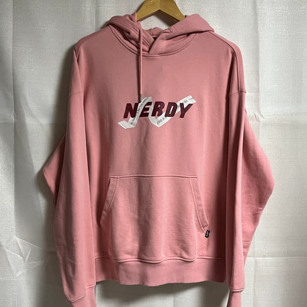 널디 딸기우유맛 오버핏 후드티셔츠 M