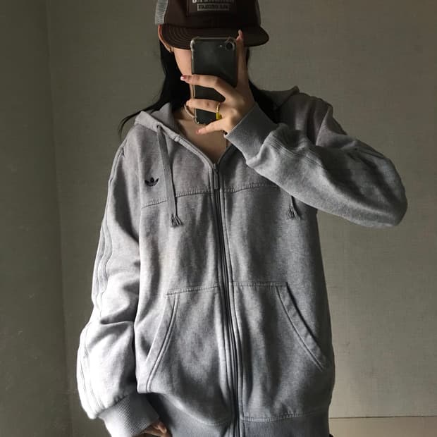 아디다스 그레이 후드집업