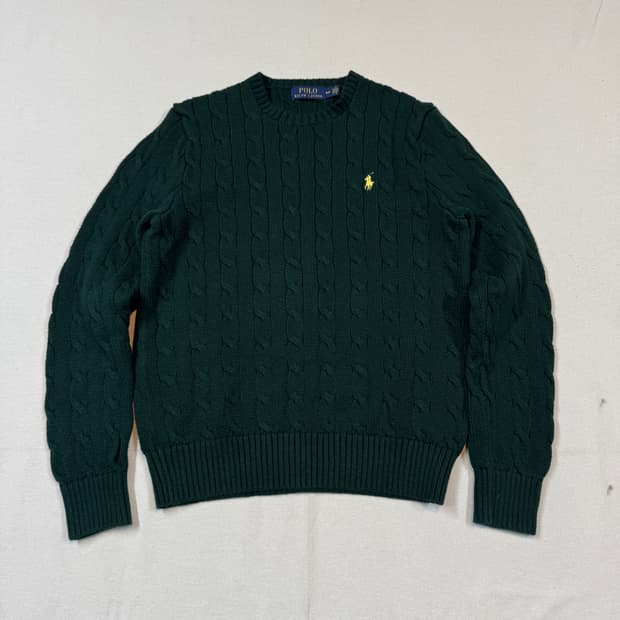 S) 폴로 랄프로렌 케이블 꽈배기 라운드넥 니트 그린