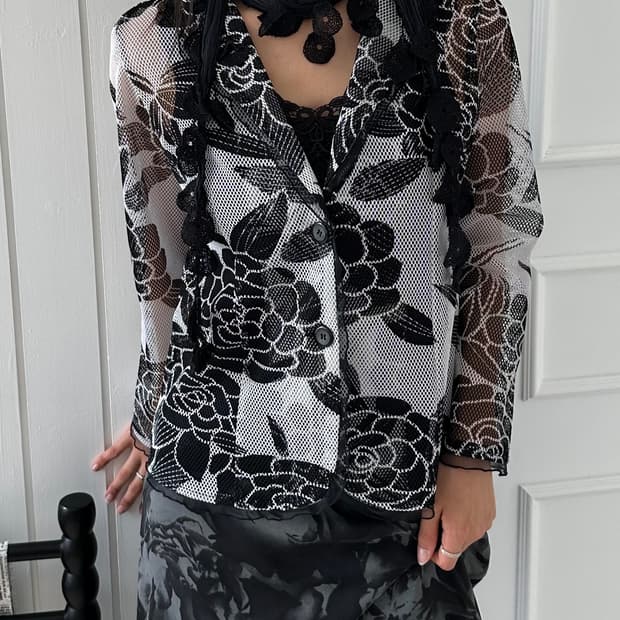 Black rose net jacket