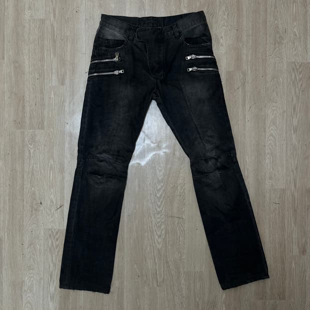 효지 HOYJ 흑청 바이커진 데님 팬츠 46사이즈