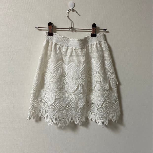 모리걸 레이스 레이어드 자수 미니 스커트