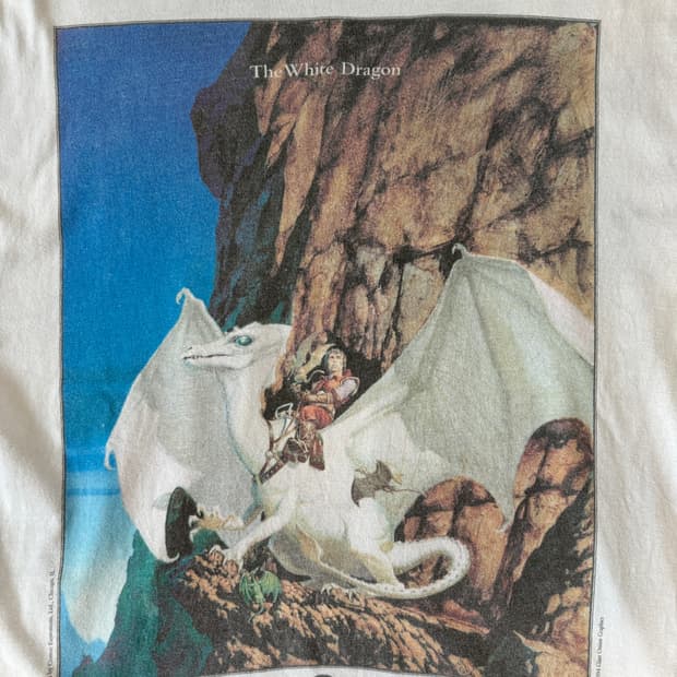 90s 마이클 웰런 화이트 드래곤 티셔츠