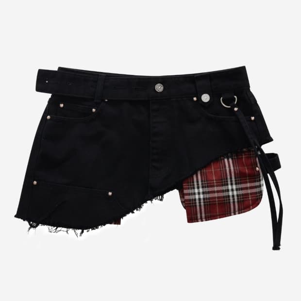 베이컨트 아카이브 레이어드 카펜터 스커트 벨트 블랙