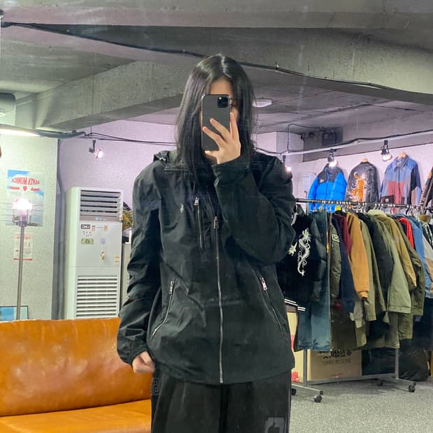 폴로 랄프로렌 포니로고 블랙 후드 바람막이 폴리 자켓 B4037 