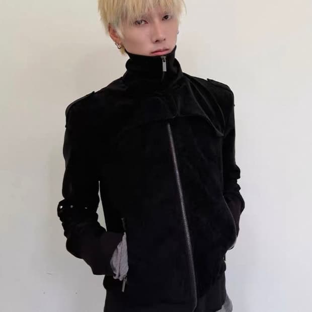 High neck Suede jacket 