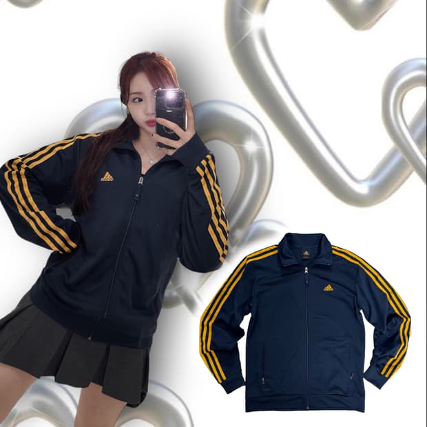 아디다스 퍼포먼스 네이비 옐로우 져지집업 