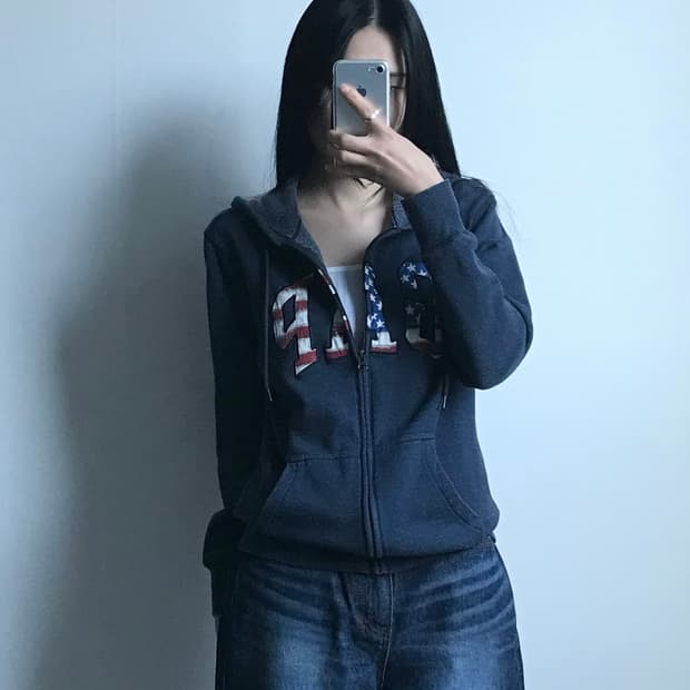 Gap 갭 성조기 네이비 후드집업