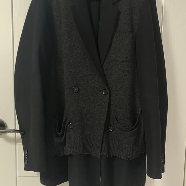 언더커버 17aw 니트도킹 블레이저