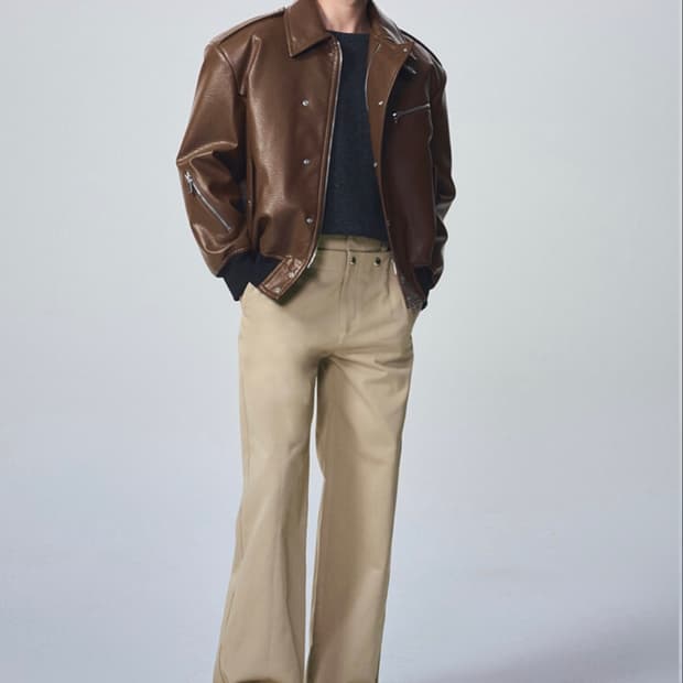 새상품) 시스템 faux leather 자켓 95(46) 브라운