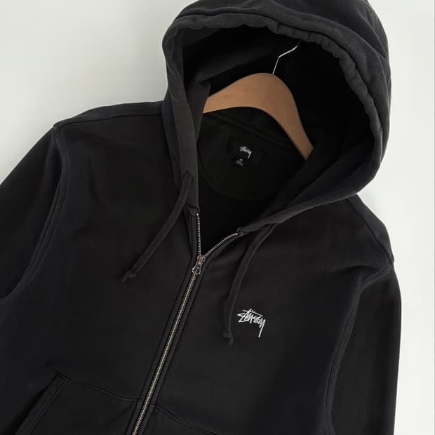 Stussy 스투시 스탁자수로고 블랙컬러 후드집업