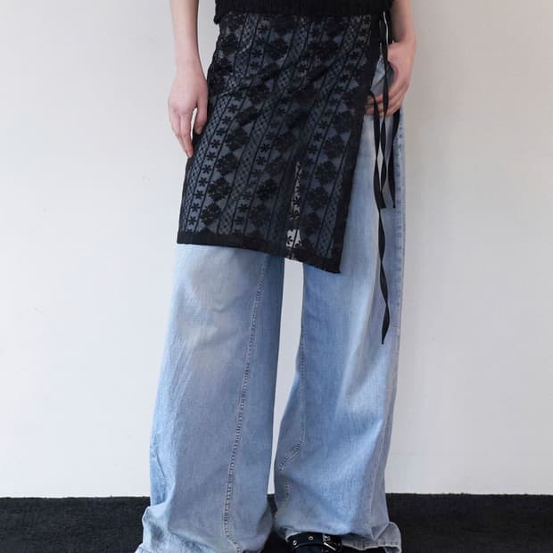 락케이크 Layered Lace Skirt - Black 레이스 스커트
