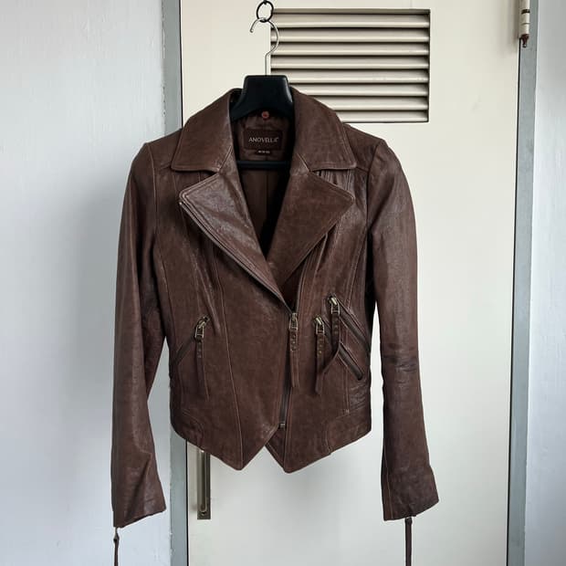 포켓 디테일 리얼 레더 자켓