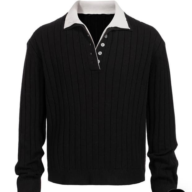 비엑세스 검정 카라 니트 Double Neckline Two-Way Kn