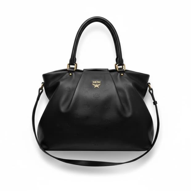 MCM 블랙 가죽 숄더백/토트백