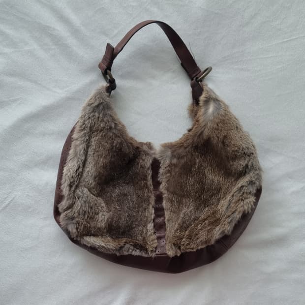 빈티지 모리걸 하구미 퍼 숄더백
