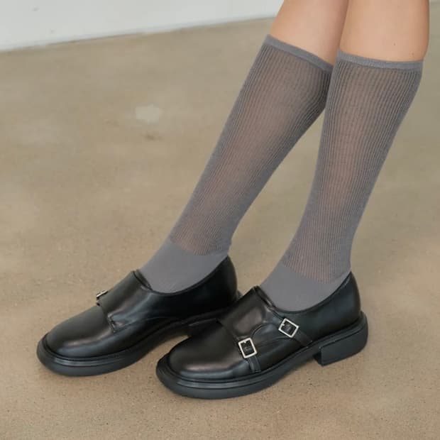 솔트앤초콜릿 라운드 토 더블 몽크 스트랩 슈즈