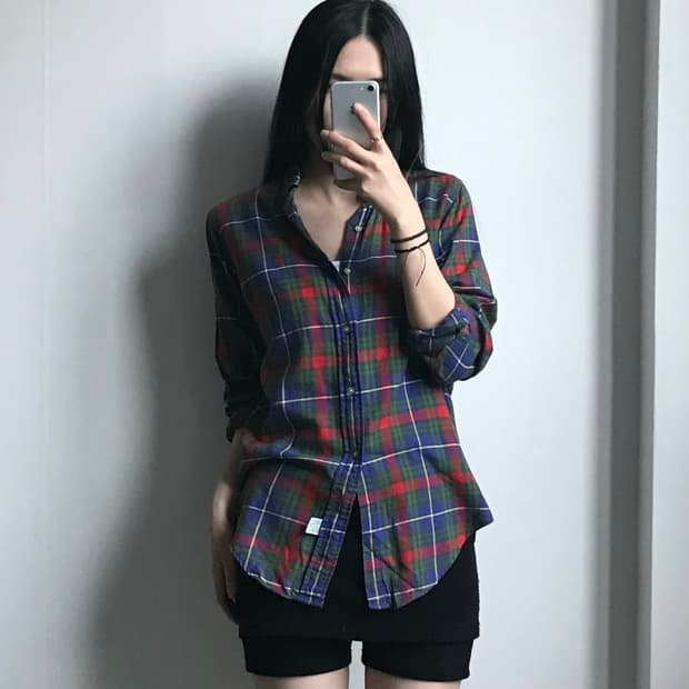 폴로 랄프로렌 자수로고 체크 셔츠