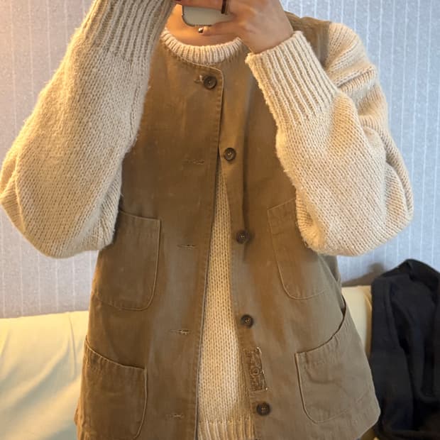 모노플로우 베이지 아메카지 더블포켓 베스트