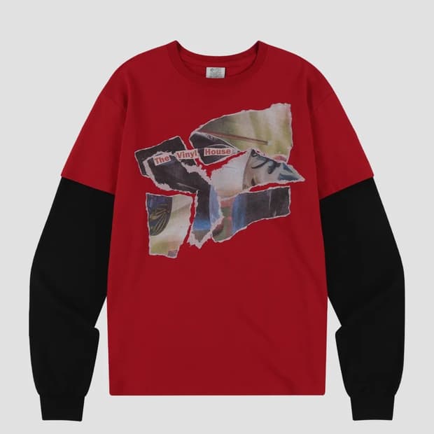 더바이닐하우스 TORN PAPER LS TEE RED