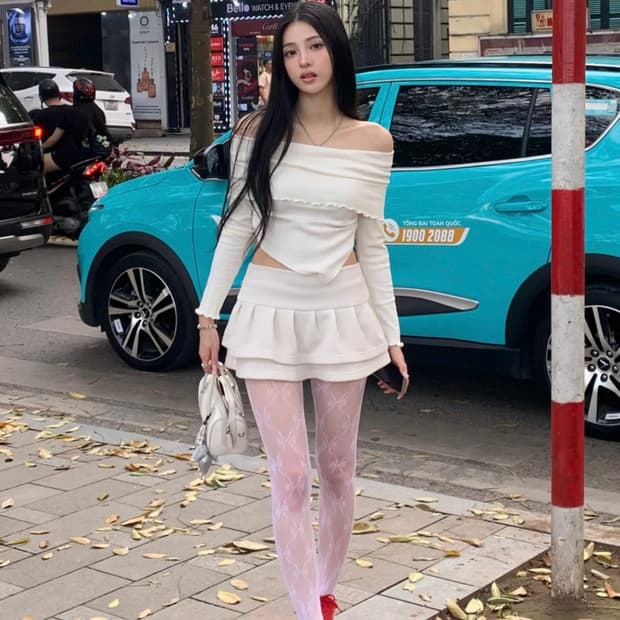 카키포인트 턱스커트팬츠 아이보리s