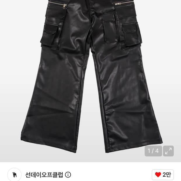 2) Flared Cargo Leather Pants - Black