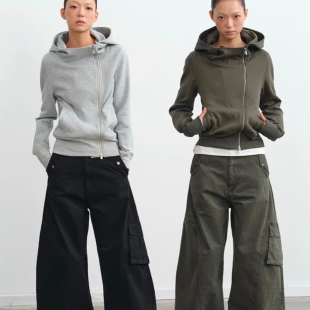 자카나 하이넥 후드집업 그레이 M