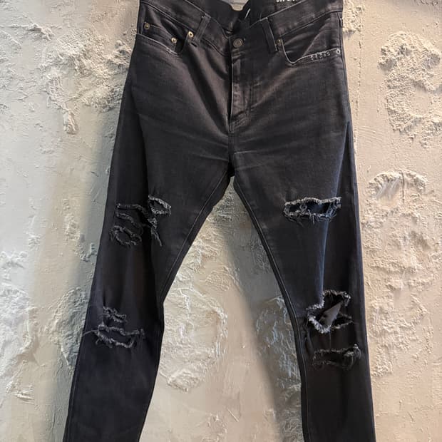 생로랑 파리 디스트로이드 블랙 스키니 데님 팬츠 30