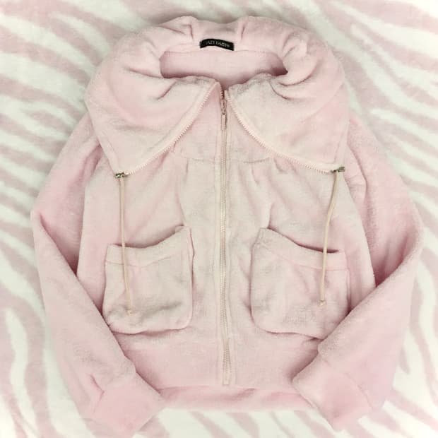 쿨핑 빅카라 포켓 퐁실 하이넥 집업 히메갸루 룸웨어 핑크