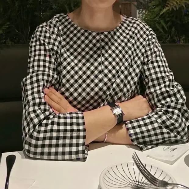 자라깅엄체크블라우스