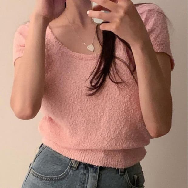 Reformation 리포메이션 핑크 크롭 반팔 니트 사이즈 S
