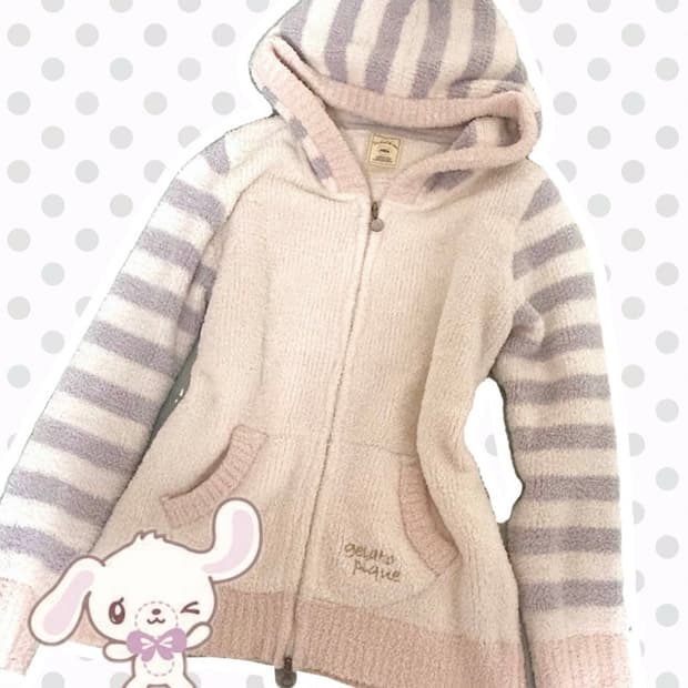 젤라또피케 스트라이프 퍼 후드 집업