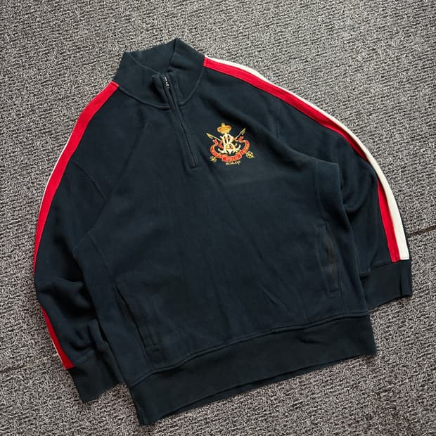 폴로 랄프로렌 아카이브 MCML 패치 빅로고 풀오버 반집업 니트 2249