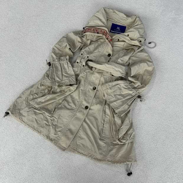 버버리 블루라벨 정품 롱 후드 코트 자켓 36