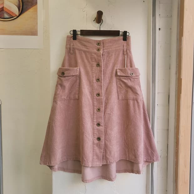 Olive des olive 코듀로이 핑크 밴딩스커트