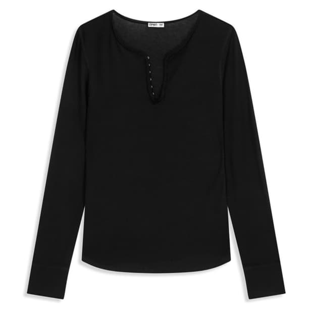 Open yy hook henry neck long sleeve