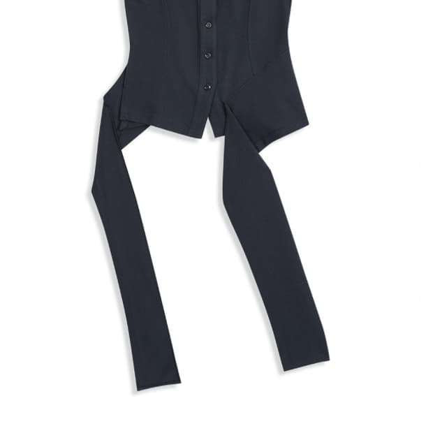 openyy) TRIM POLO SLEEVELESS, CHARCOAL S