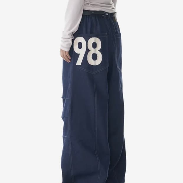 아캄 98 핀턱 데님 팬츠 블루