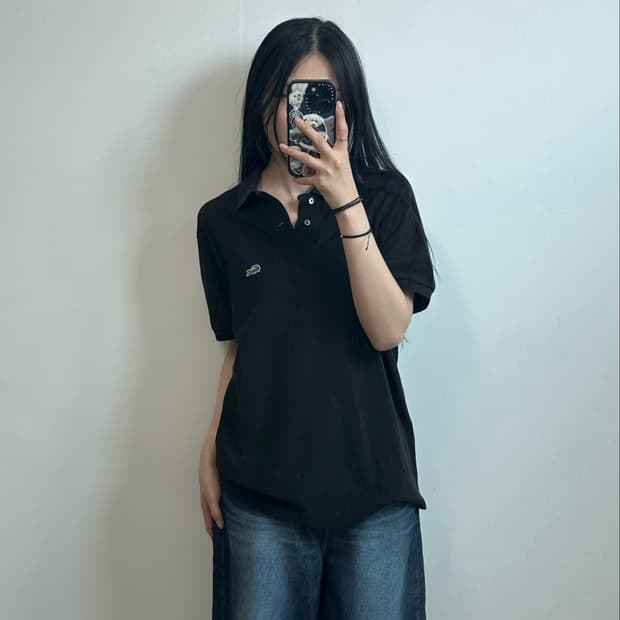 라코스테 블랙 피케 반팔 카라 티셔츠