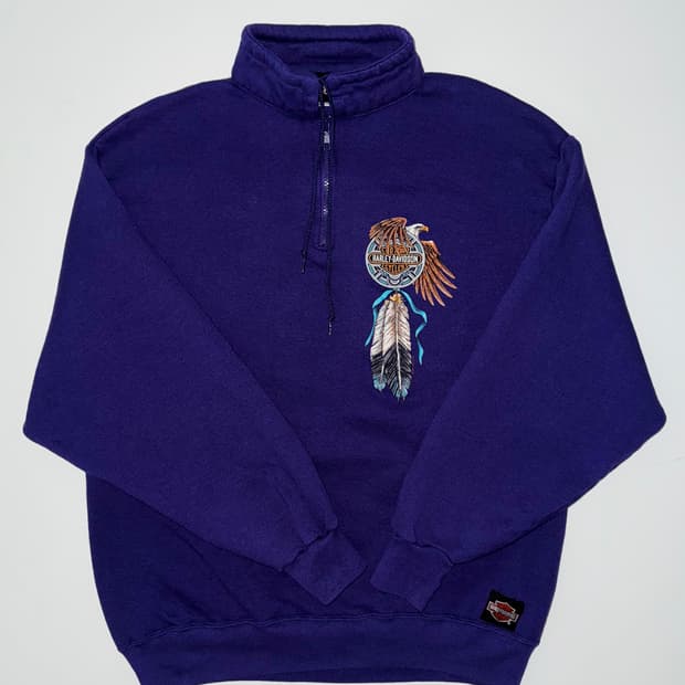 [XL] 빈티지 할리데이비슨 쿼터 집업 스웻셔츠