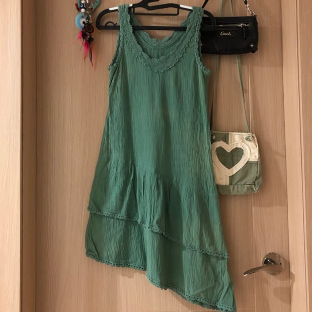 Mintcore Crochet Lace Asymmetrical Dress