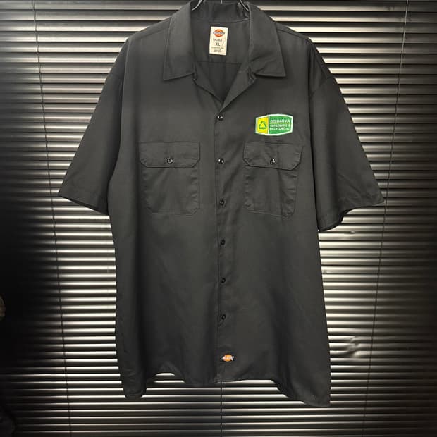 디키즈 패치 워크 셔츠 반팔 리사이클 블랙 XL 105 일본 아메카지