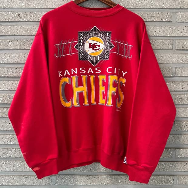 [L]90's USA Made 캔자스 시티 CHIEFS 레드 스웻셔츠