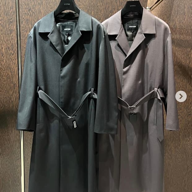 시스템옴므 미니멀 트렌치 코트 브라운